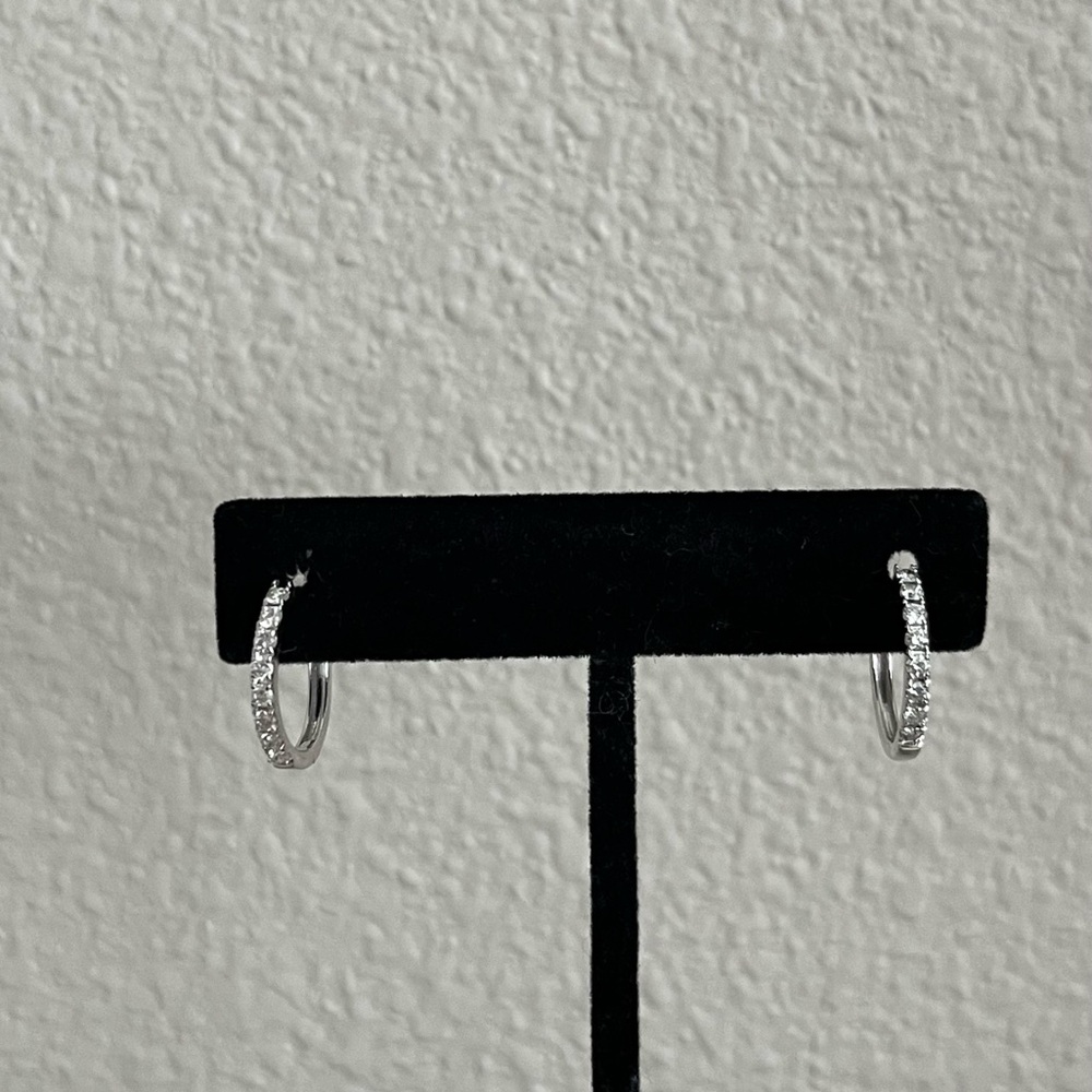 Gorgeous 14KT White Gold 1/2CTW Diamond Hoop Earrings by Helzberg Diamonds